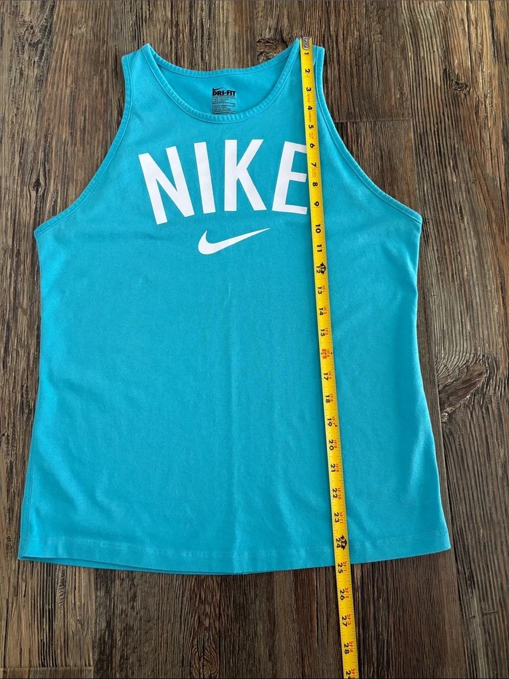 Nike Dri-Fit Spell Out Logo Tank Top Womens Sm Loose Fit Blue White Athletic Gym